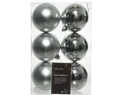 Weihnachten Weihnachtskugel Mix 6tlg. bruchfest 8 cm Silberfarbig