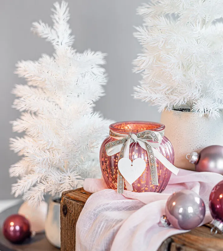 Weihnachtsglanz by casaNOVA Windlicht NORDISCHER WINTER rosa