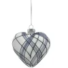 Weihnachtskugel BLACK FOREST Glas herzförmig 8,9 cm Grau/Schwarz/Weiß