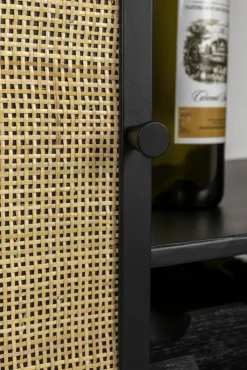 QUARTIER Weinschrank JOANNA 80 x 175 cm Rattangeflecht/schwarz