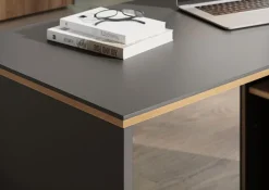 Winkelschreibtisch PODIUM Graphit/ Navarra Eiche