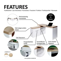 Winkelschreibtisch Riviera Eiche Nachbildung/Weiß matt ca. 140 x 118 x 77 x 55 cm