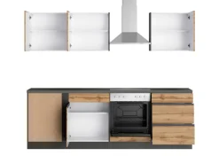 Winkelzeile AALBORG 240 x 240 cm Graphit/ Wotan Eiche Dekor