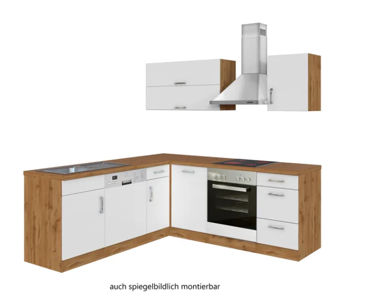 Winkelzeile ODENSE 210 x 210 cm Wotan-Eiche Dekor/ Weiß