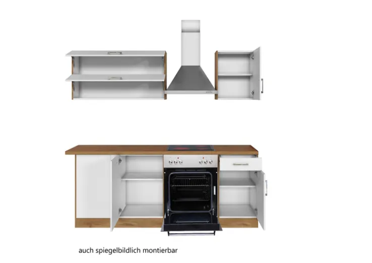 Winkelzeile ODENSE 210 x 210 cm Wotan-Eiche Dekor/ Weiß