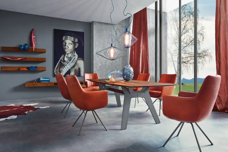 WK WOHNEN Armlehnstuhl WK 722-1000 92x60x61 cm Metall/Leder cognac