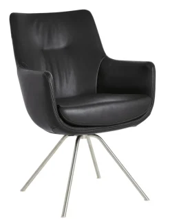 WK WOHNEN WK-WOHNEN Armlehnstuhl Lederbezug schwarz/ silber
