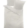 WÜLFING Baumwoll-Hanf-Bettwäsche STREIFEN 135 x 200 cm beige/silber
