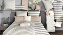 WÜLFING Baumwoll-Hanf-Bettwäsche STREIFEN 135 x 200 cm beige/silber