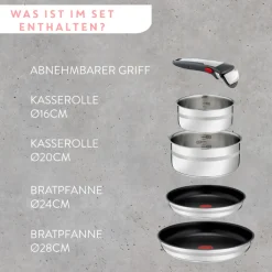 WMF Topfset JO COOK SMART Edelstahl 5-teilig Silberfarbig/Schwarz