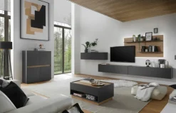 Wohnkombi 13 CITY 3-teilig 400 x 180 cm Anthrazit/Wotan Eiche Dekor