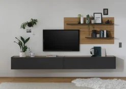 Wohnkombi 11 CITY 3-teilig 300 x 180 cm Anthrazit/Wotan Eiche Dekor