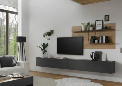 Wohnkombi 11 CITY 3-teilig 300 x 180 cm Anthrazit/Wotan Eiche Dekor