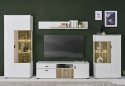 Wohnkombi 13 HUDSON 4-teilig 320x180 cm weiß/braun