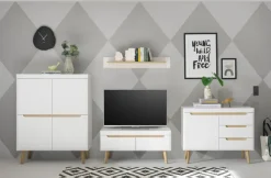 Wohnkombination 16 SVANTE TORGE 4-teilig Weiß matt/Braun 344 x 170 cm