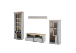 Wohn-Kombination 1 CHAMBORD 4-teilig 291 x 201 cm hellgrau/braun