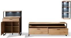 Wohnwand III LANTANA Balkeneiche Bianco /anthrazit