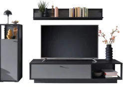 Wohnwand LUXOR II 3-teilig Royla grau/ anthrazit