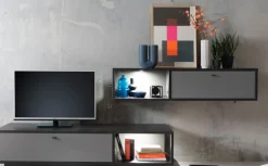 Wohnwand LUXOR 2-teilig Royal grau/ anthrazit