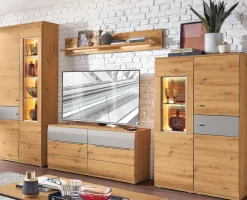 Wohnwand SAMBA 345 cm Alteiche/ Grau matt