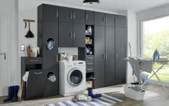 QUARTIER Wäscheschrank MULTIRAUMKONZEPT 40 x 185 x 40 cm graphitfarben