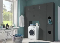 QUARTIER Wäscheschrank MULTIRAUMKONZEPT 40 x 185 x 40 cm graphitfarben