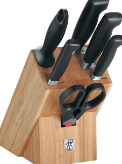 ZWILLING Messerblock VIER STERNE 7-teilig BAMBUS braun